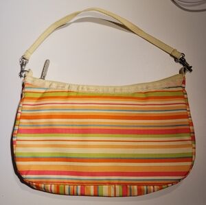 Vintage Bright Neon Striped Lesportsac Shoulder Bag